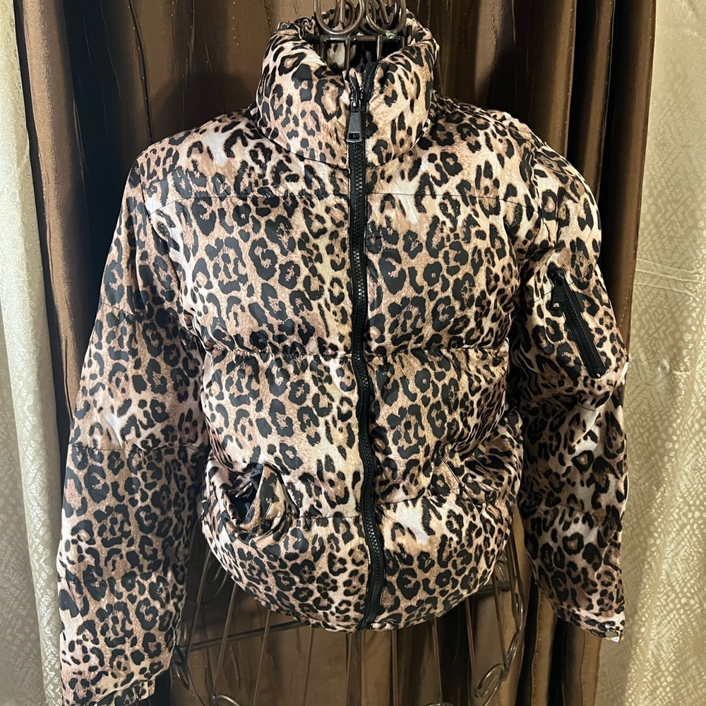 CAVALINI cheetah puffer bomber jacket